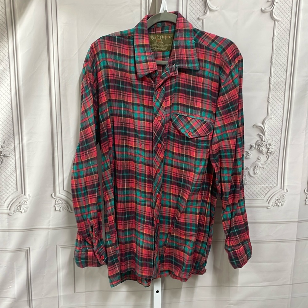 Rustic Outfitters cotton plaid button front 2XL shirt
